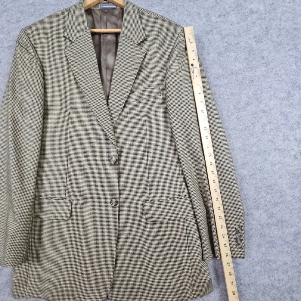Warren Sewell Mens Size 42L Beige Houndstooth Blazer Baby Alpaca/Wool/Silk Blend